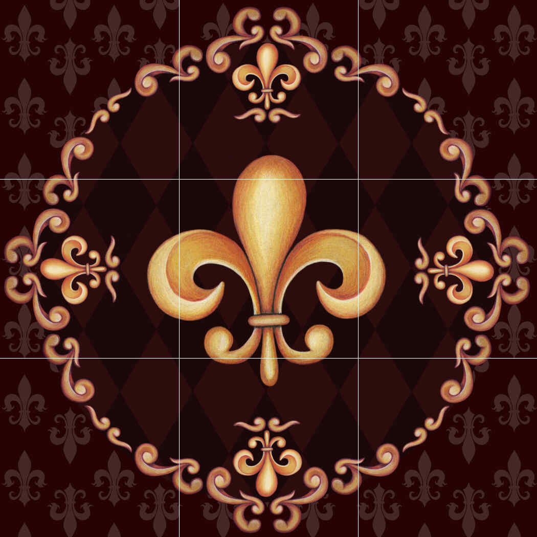 Fleur De Lis Red LC Porcelain Tile Mural