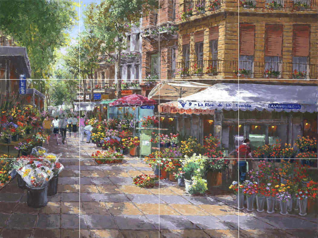 Flower Market Barcelona – Affordable Tile Mural