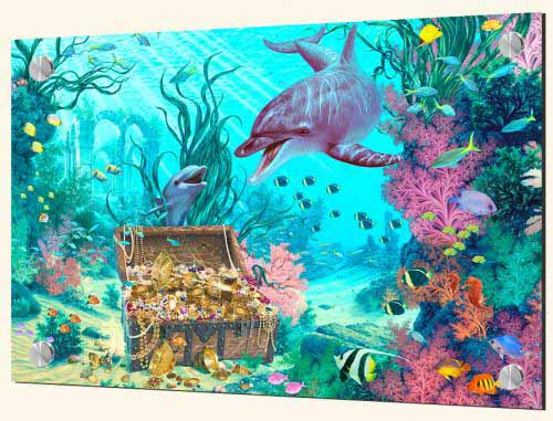 Hide and Seek Dolphins with Treasure – Splashback Mural