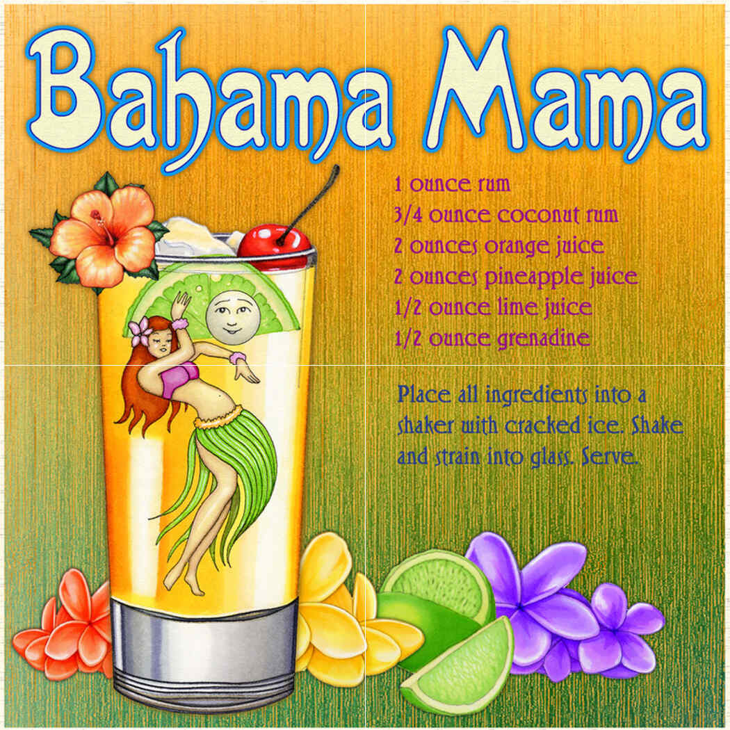 Drink Recipe-Bahama Mama – Porcelain Tile Mural