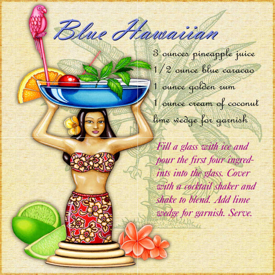 Drink Recipe-Blue Hawaiian – Porcelain Tile Mural