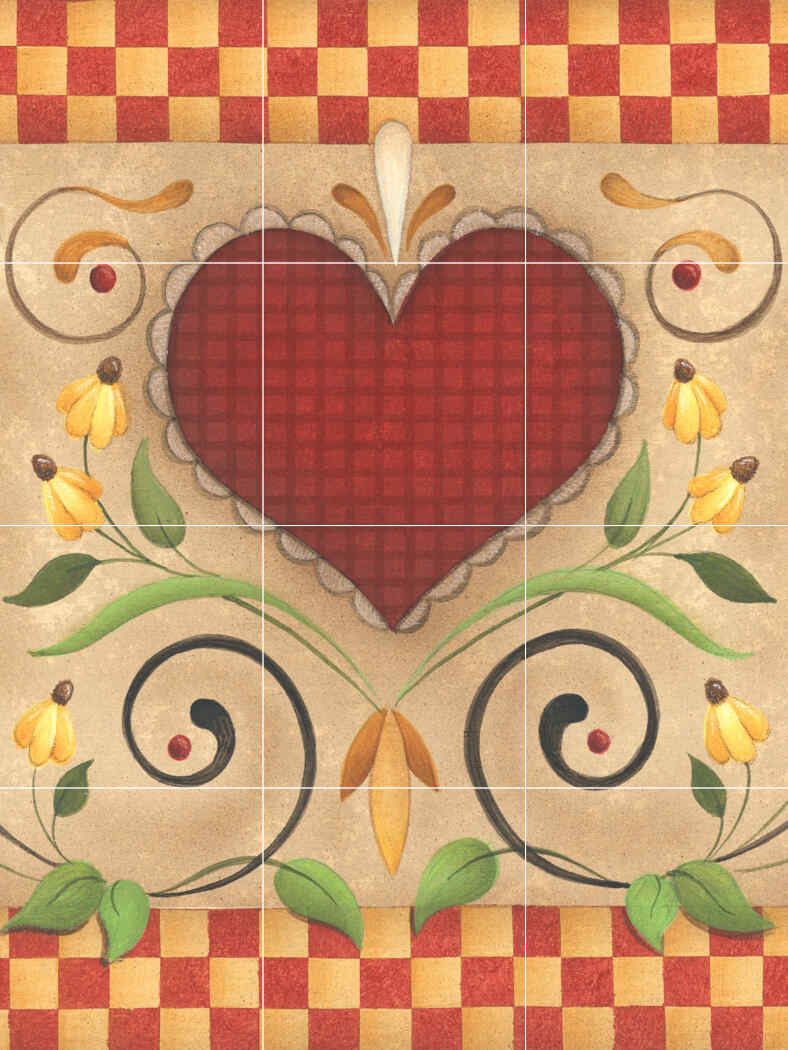 AA-Hearts and Flowers V – Porcelain Tile Mural