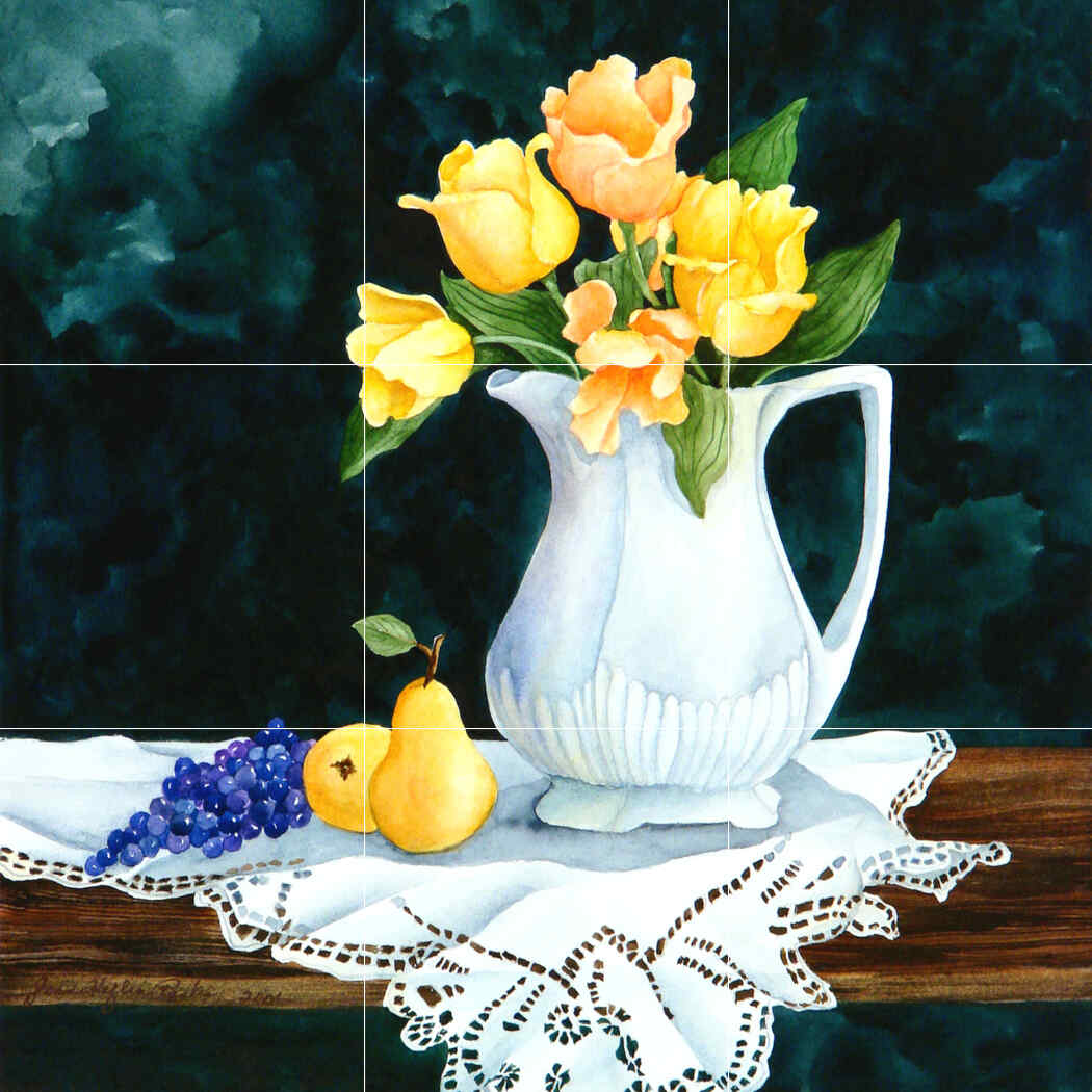 Pitcher with Tulips – Porcelain Tile Mural