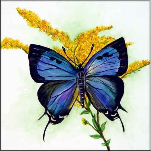 Purple Hairstreak Butterfly on Goldenrod – Porcelain Tile Mural