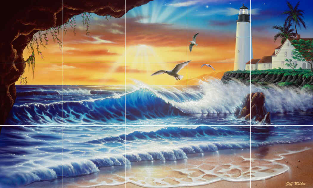 Enchanted Lighthouse-JW – Porcelain Tile Mural