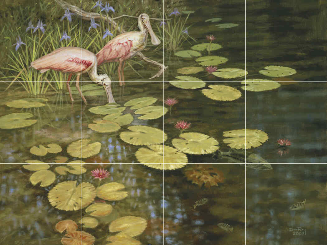 Spoonbill Lilies-DR – Porcelain Tile Mural