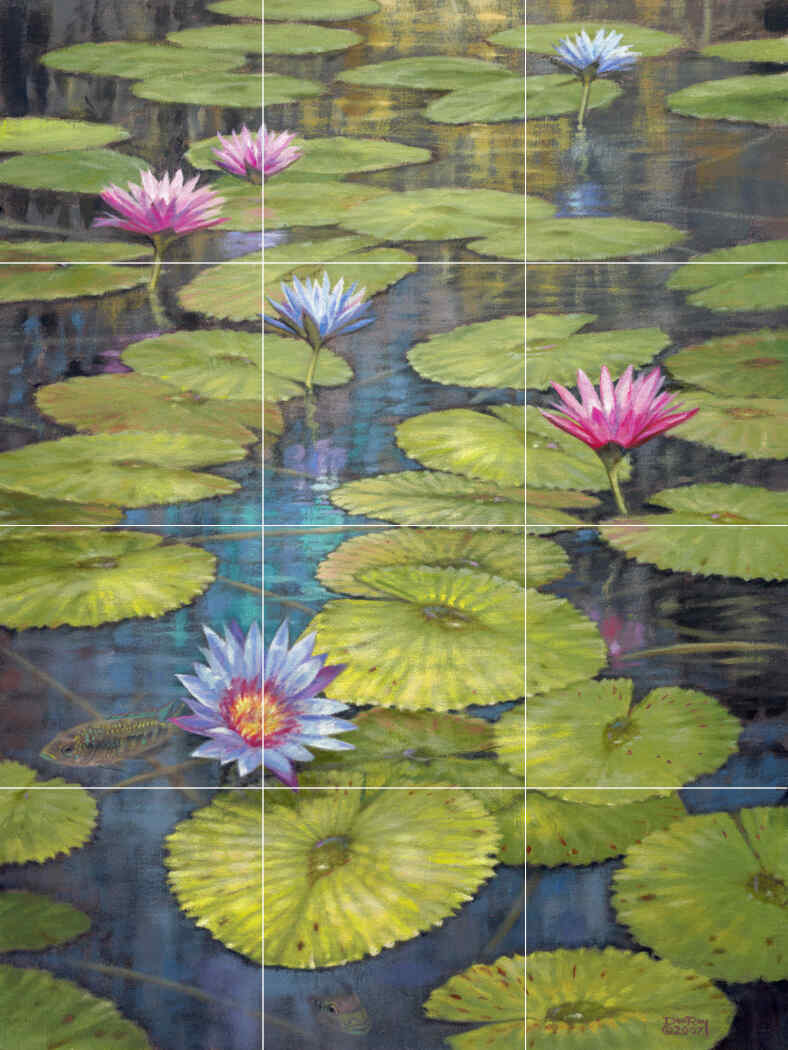 Morning Tropical Pond-DR – Porcelain Tile Mural