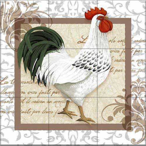 Elegant Rooster Right – TW – Porcelain Tile Mural