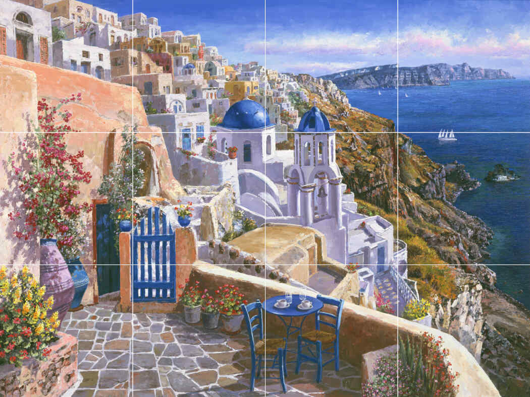 View Of Santorini – Porcelain Tile Mural