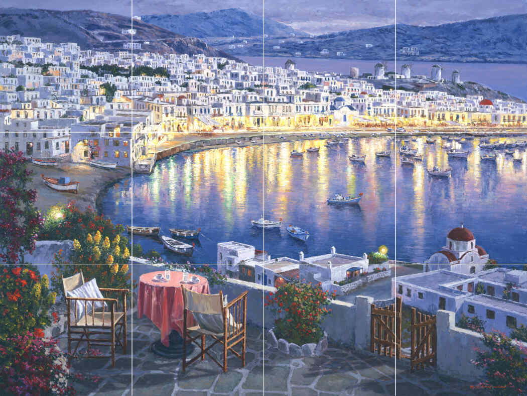 Mykonos Sunset – Porcelain Tile Mural