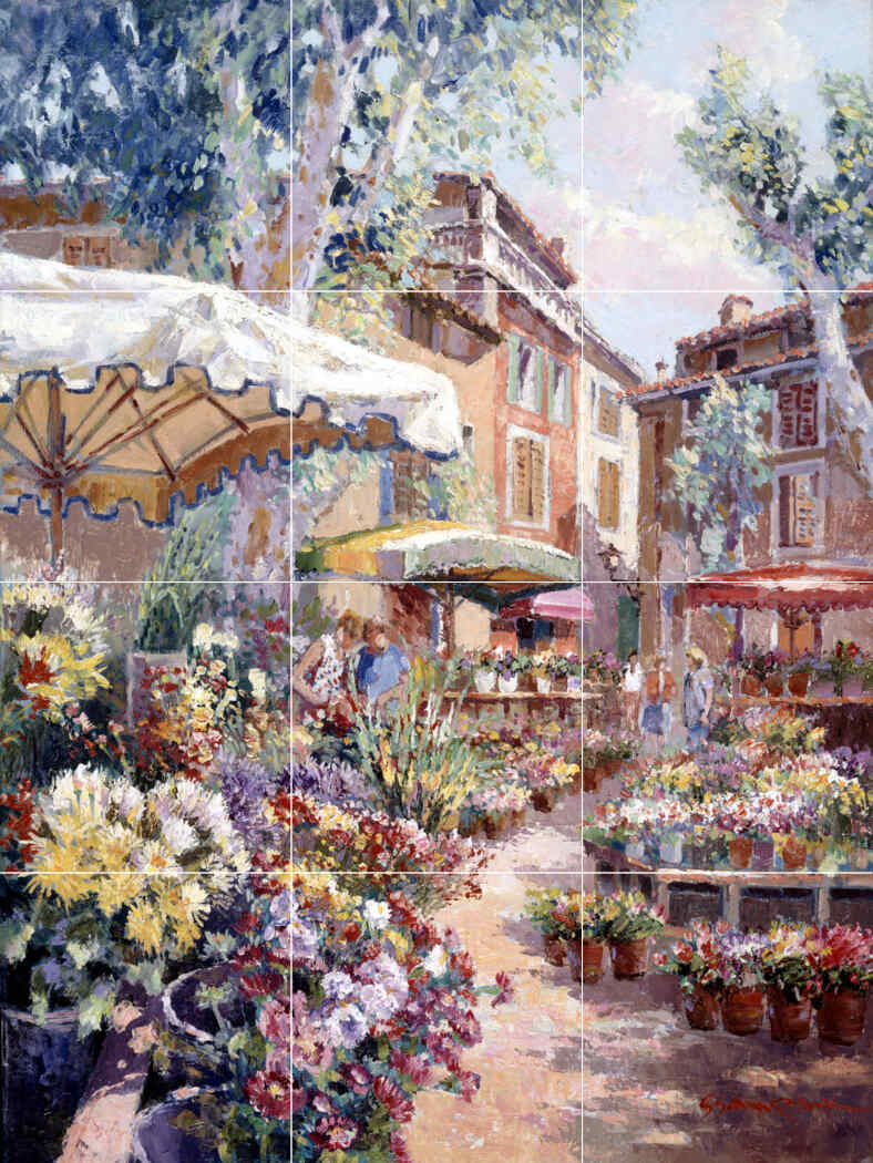 French Flower Market – Porcelain Tile Mural