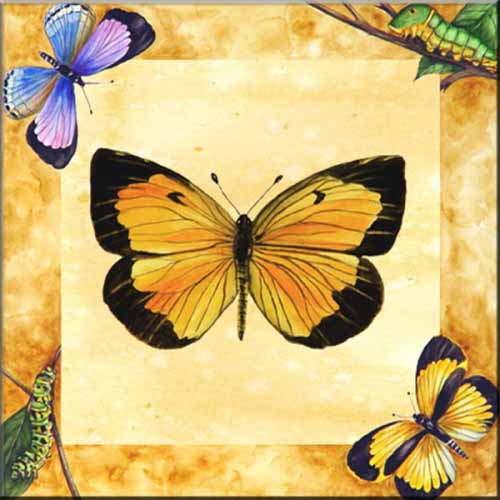 Sleepy Orange Butterfly – Affordable Tile Mural