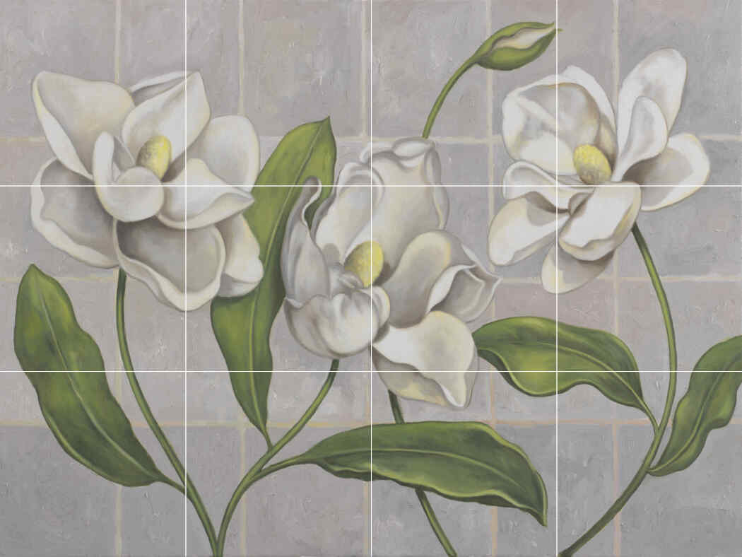 White Magnolia-JZ – Affordable Tile Mural