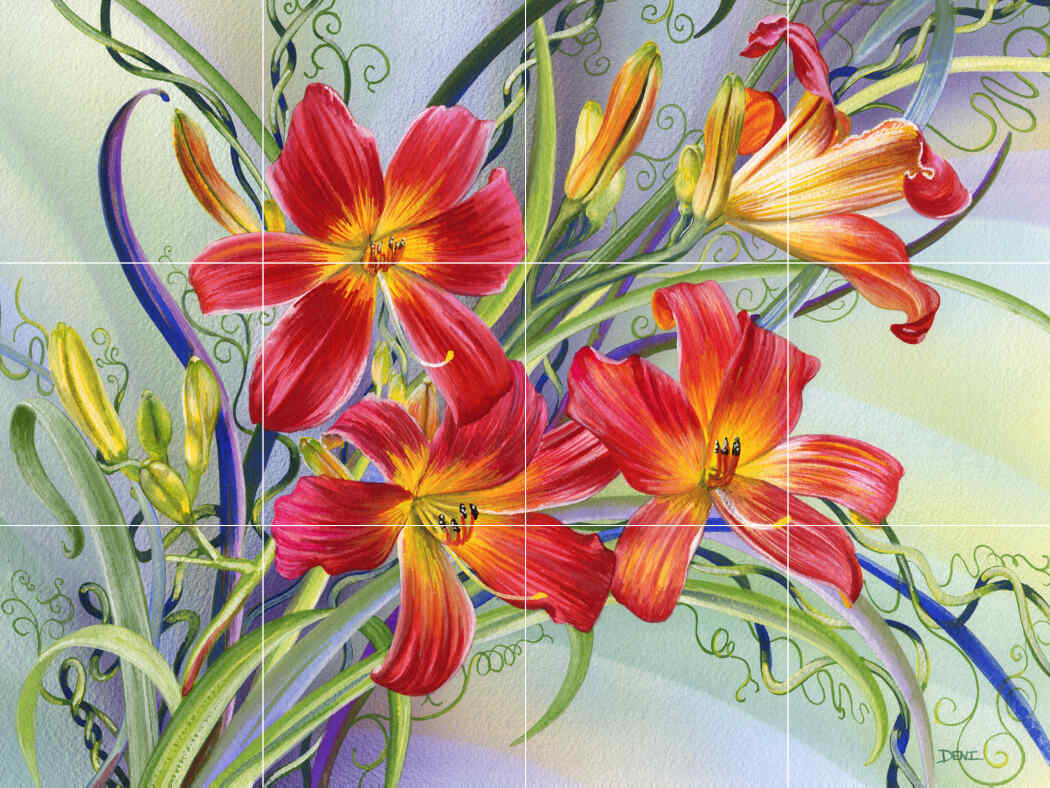 Waltzing Lilies-DF – Affordable Tile Mural