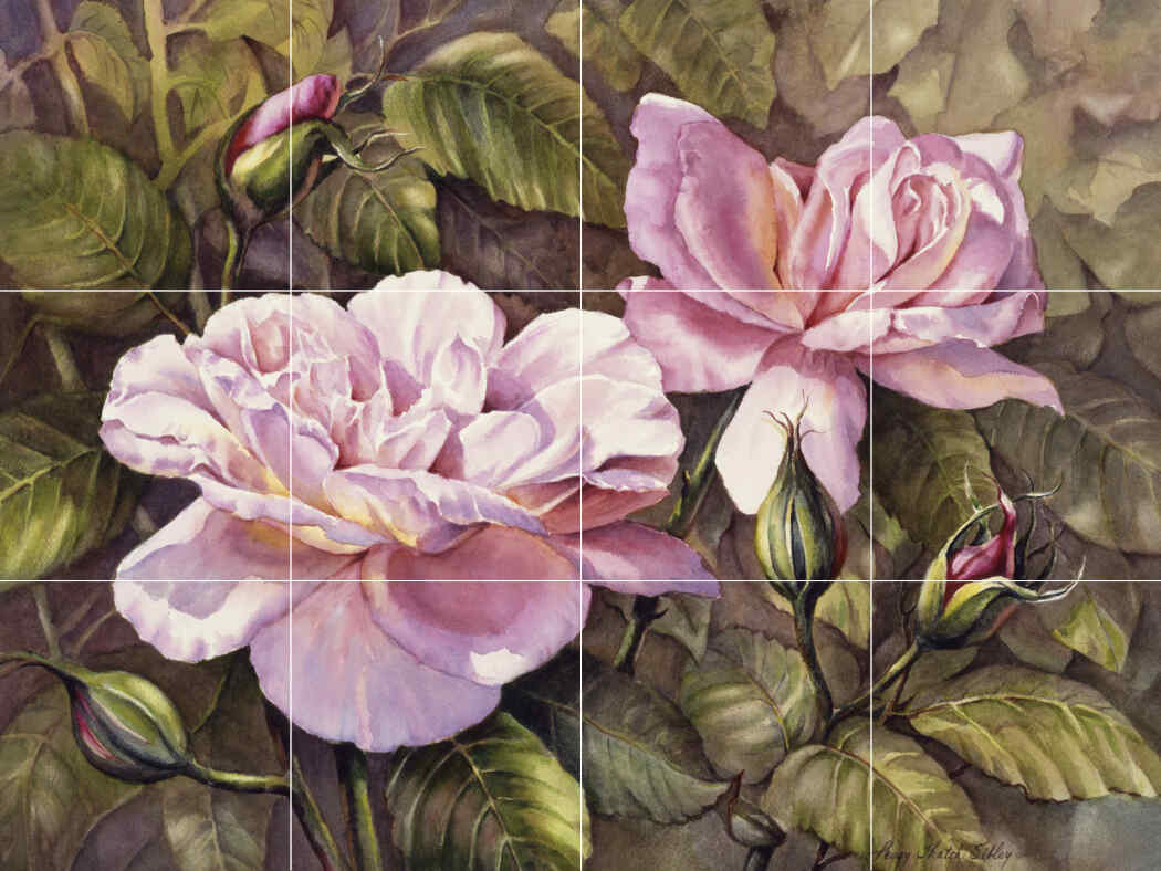 PTS-Pink Roses – Affordable Tile Mural