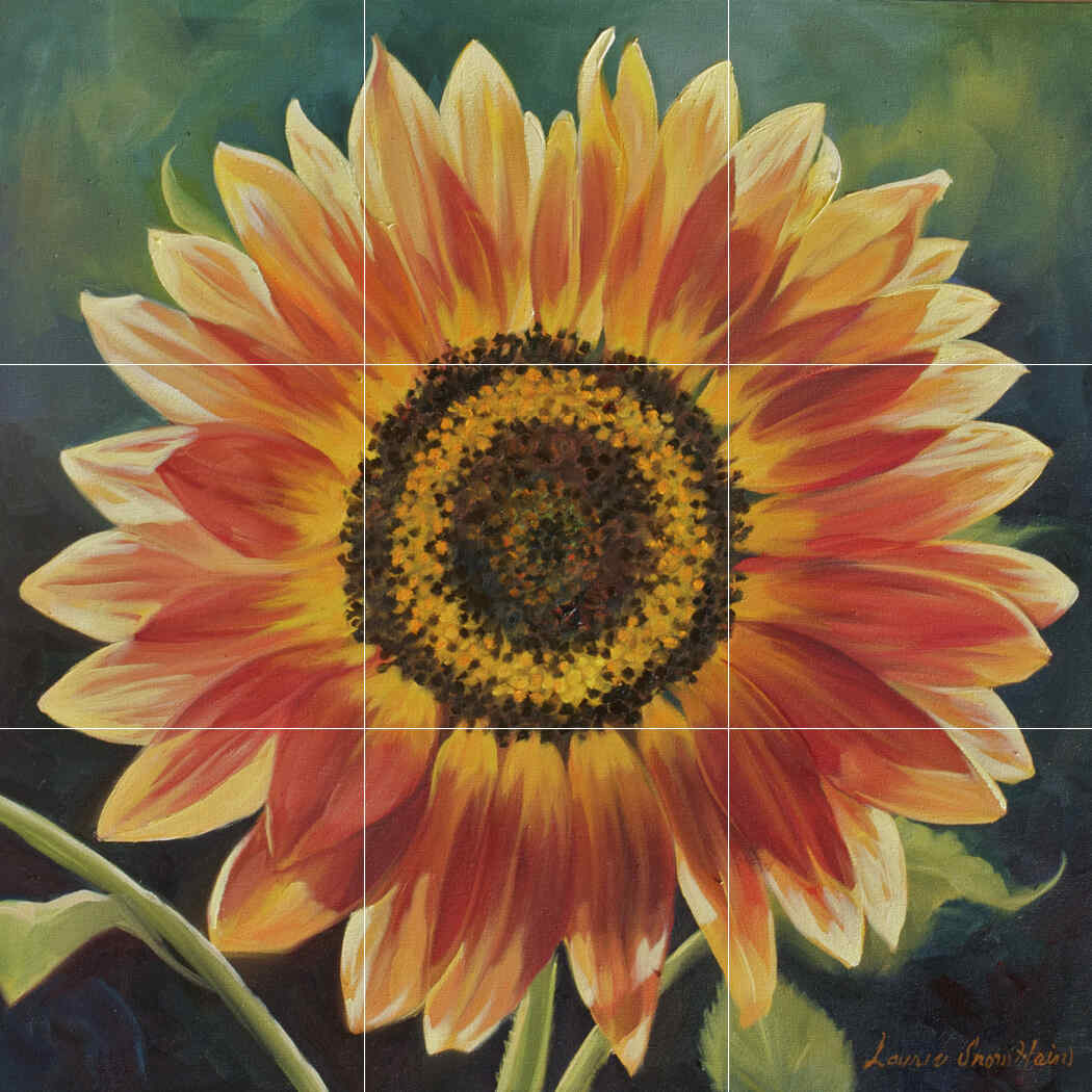 Orange Burst Sunflower LSH – Affordable Tile Mural