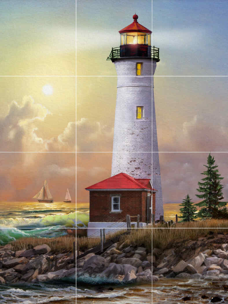 Crisp Point Lighthouse – TW – Affordable Tile Mural