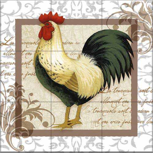 Elegant Rooster Left – TW – Affordable Tile Mural