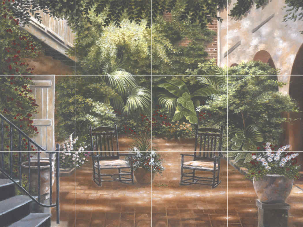 Courtyard in New Orleans I – Affordable Tile Mural