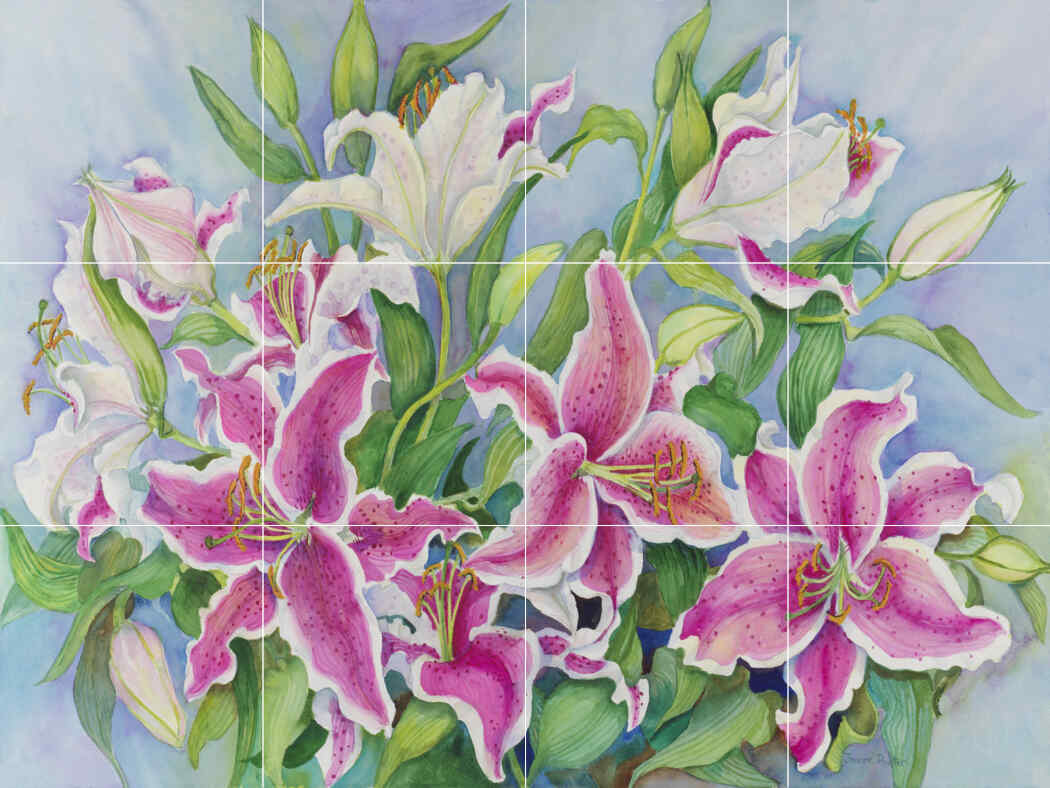 Lilies and Buds – Affordable Tile Mural