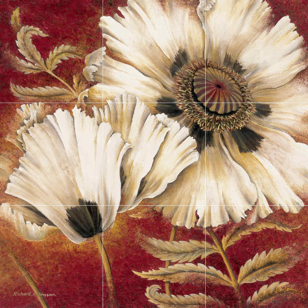 RH-White Poppy – Affordable Tile Mural